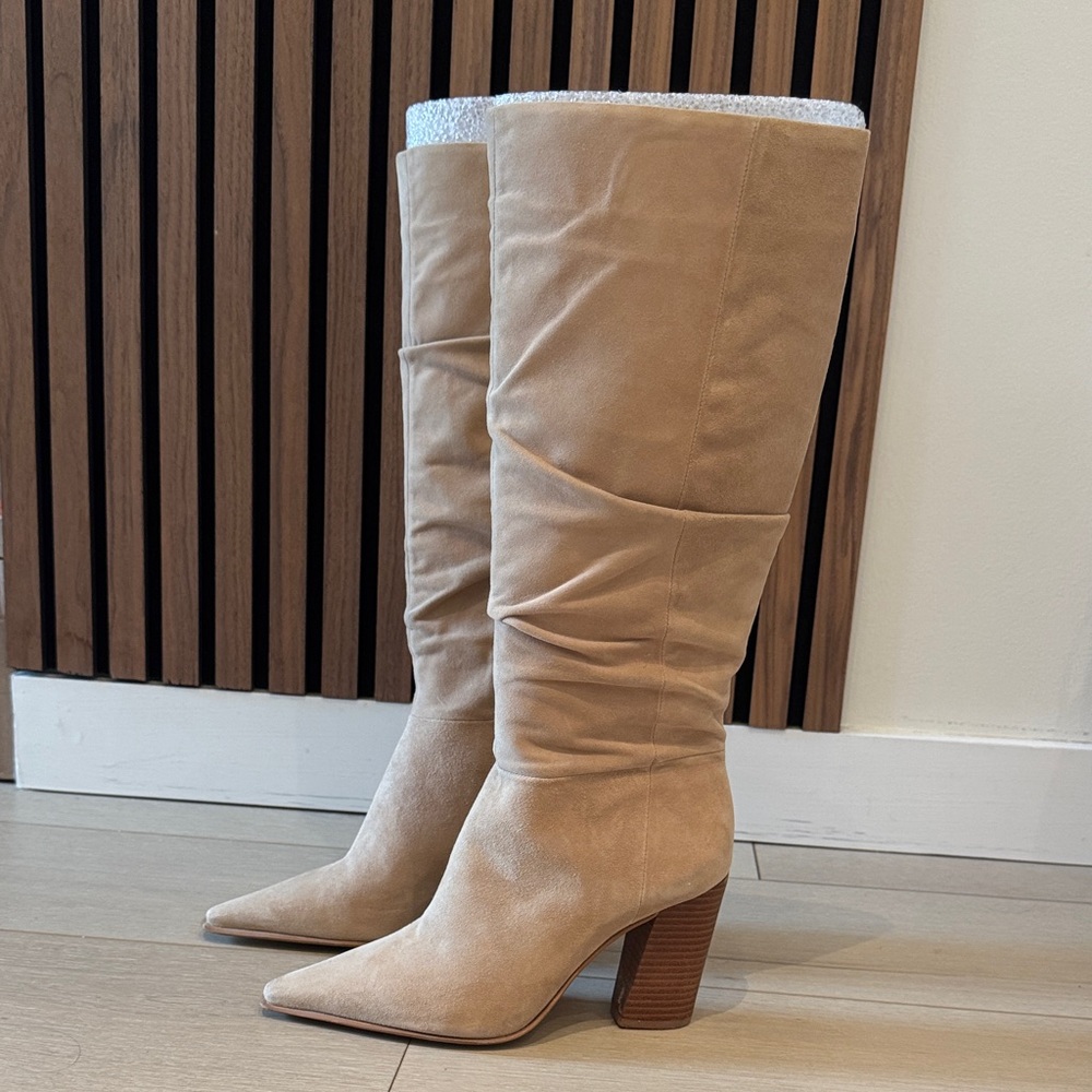 Vince Camuto Beige Suede Heeled Boots
